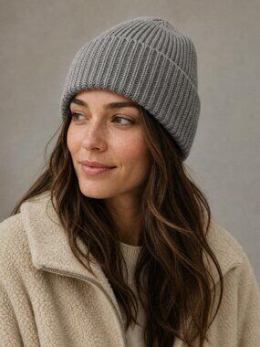 Ribbed Beanie - Heather Gray
